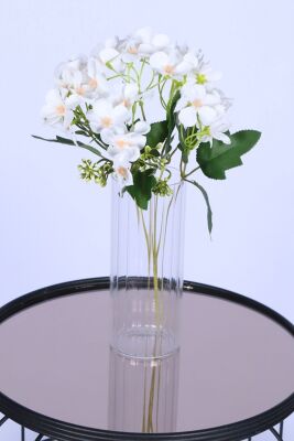 5 Dallı Yapay Şeftali Çiçeği Demeti Beyaz - Yapay Çiçek Sitesi