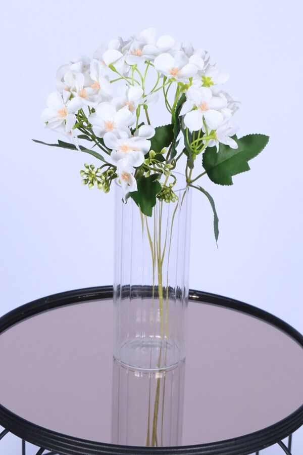 5 Dallı Yapay Şeftali Çiçeği Demeti Beyaz - 1