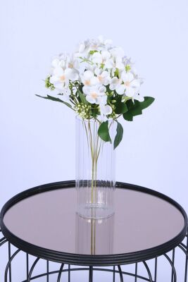 5 Dallı Yapay Şeftali Çiçeği Demeti Beyaz - 2