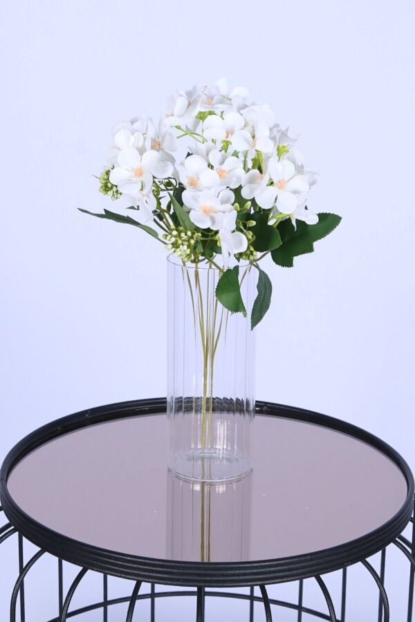 5 Dallı Yapay Şeftali Çiçeği Demeti Beyaz - 2