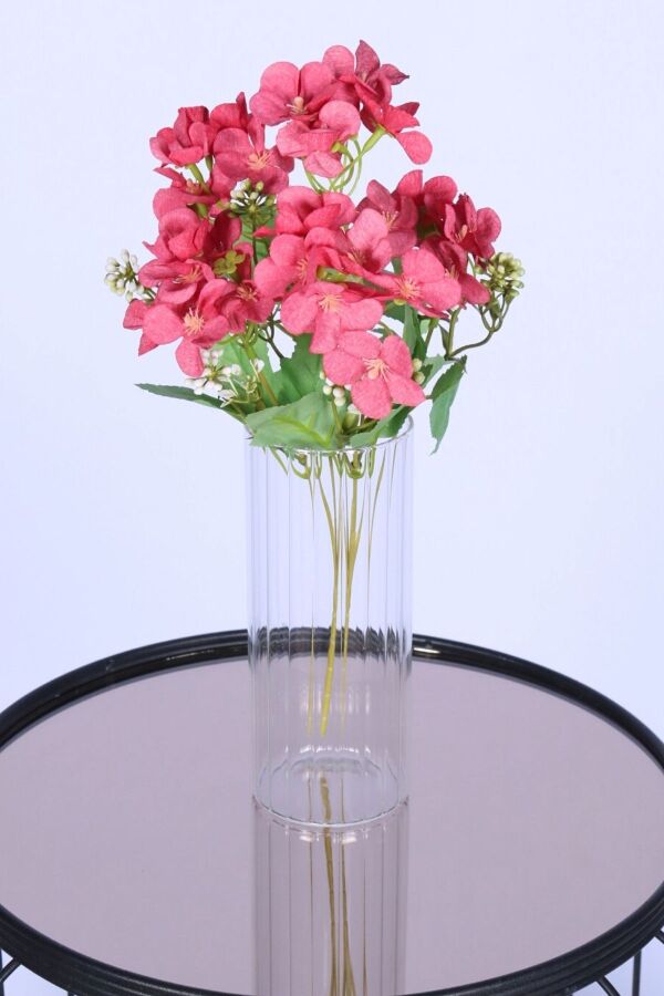 5 Dallı Yapay Şeftali Çiçeği Demeti Fuşya - 1