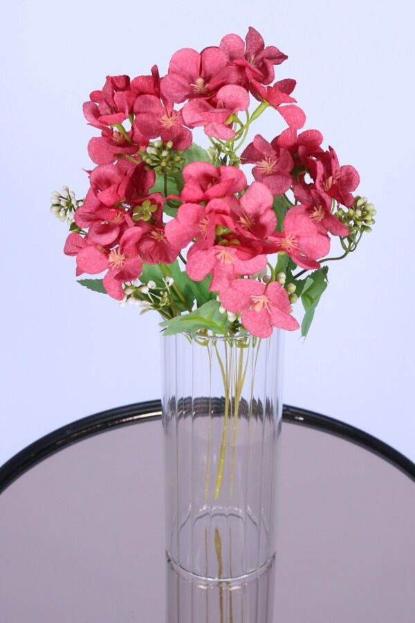 5 Dallı Yapay Şeftali Çiçeği Demeti Fuşya - 2