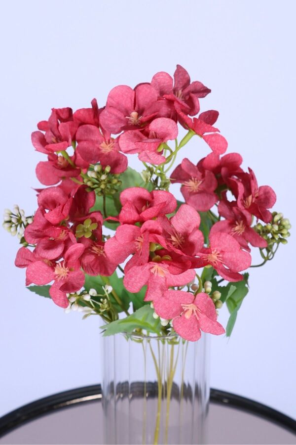 5 Dallı Yapay Şeftali Çiçeği Demeti Fuşya - 3