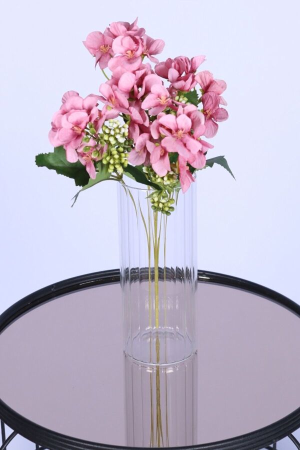 5 Dallı Yapay Şeftali Çiçeği Demeti Pembe - 1