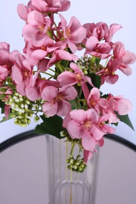 5 Dallı Yapay Şeftali Çiçeği Demeti Pembe - 2