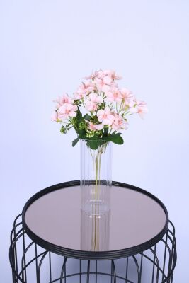 5 Dallı Yapay Şeftali Çiçeği Demeti Pudra - 2