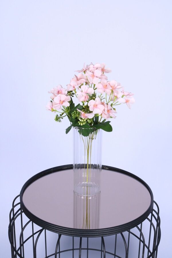 5 Dallı Yapay Şeftali Çiçeği Demeti Pudra - 2