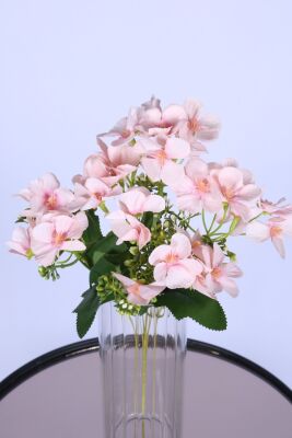 5 Dallı Yapay Şeftali Çiçeği Demeti Pudra - 3