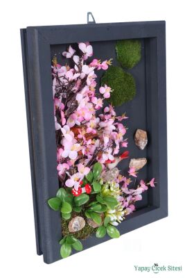 Ahşap Çerçeveli Yapay Çiçek Duvar Tablosu 28x37 cm Model 4 - 2