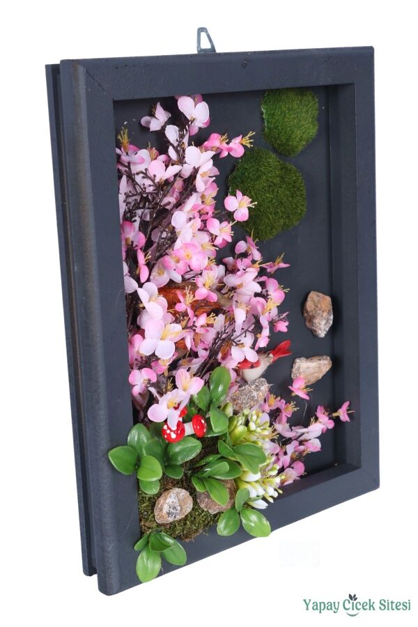 Ahşap Çerçeveli Yapay Çiçek Duvar Tablosu 28x37 cm Model 4 - 2