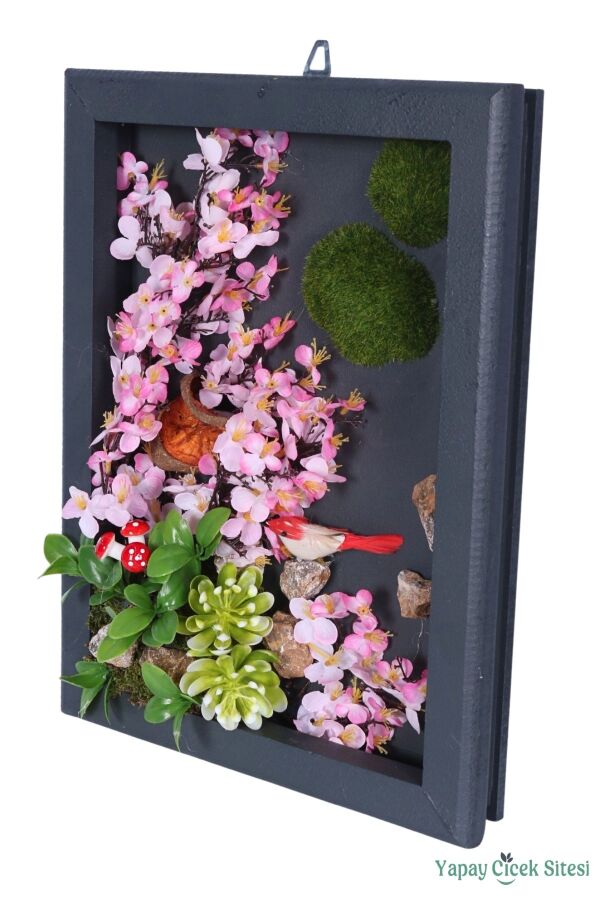 Ahşap Çerçeveli Yapay Çiçek Duvar Tablosu 28x37 cm Model 4 - 3