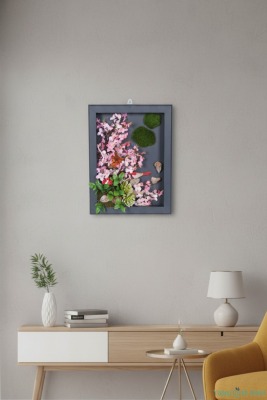 Ahşap Çerçeveli Yapay Çiçek Duvar Tablosu 28x37 cm Model 4 - 4