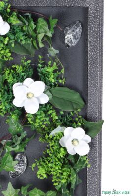 Ahşap Çerçeveli Yapay Çiçek Duvar Tablosu 38x60 cm Model 9 - 3