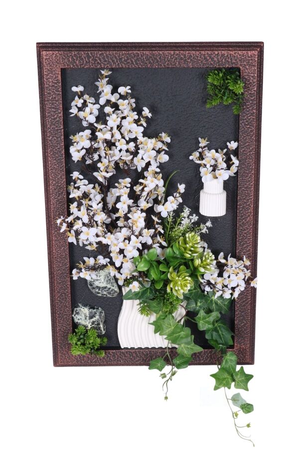 Ahşap Çerçeveli Yapay Çiçek Duvar Tablosu 38x60 cm Model 3 - 1
