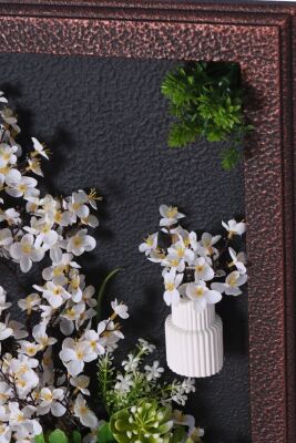 Ahşap Çerçeveli Yapay Çiçek Duvar Tablosu 38x60 cm Model 3 - 3