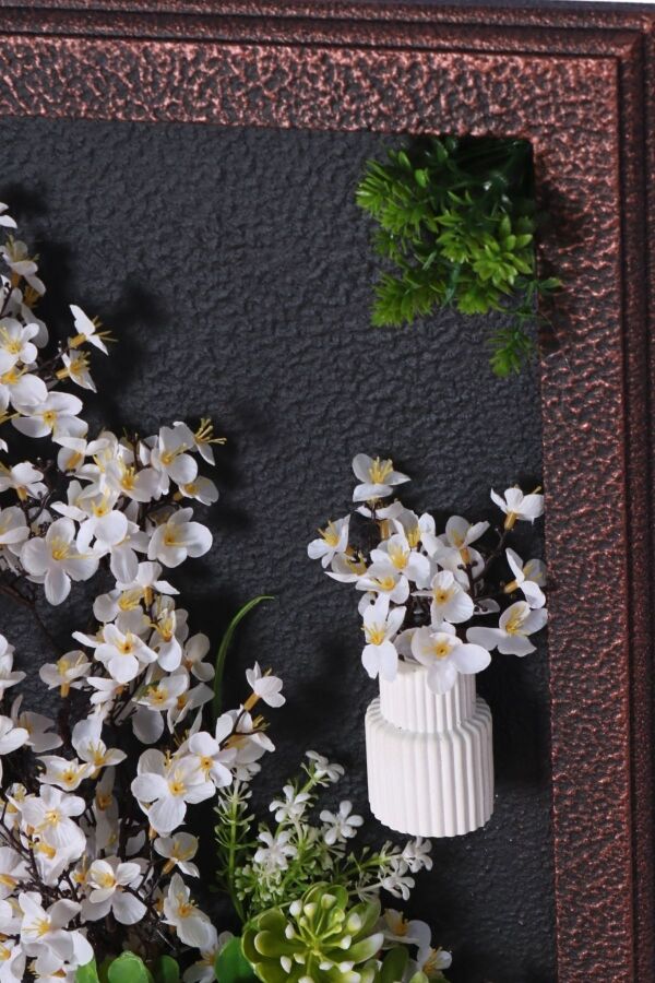 Ahşap Çerçeveli Yapay Çiçek Duvar Tablosu 38x60 cm Model 3 - 3