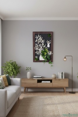 Ahşap Çerçeveli Yapay Çiçek Duvar Tablosu 38x60 cm Model 3 - 4
