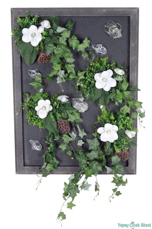Ahşap Çerçeveli Yapay Çiçek Duvar Tablosu 60x80 cm Model 8 - 2