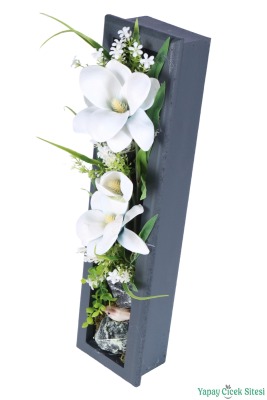 Ahşap Çerçeveli Yapay Çiçek Duvar Tablosu 44x11 cm Model 5 - 2