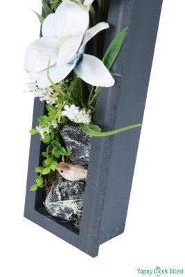 Ahşap Çerçeveli Yapay Çiçek Duvar Tablosu 44x11 cm Model 5 - 3