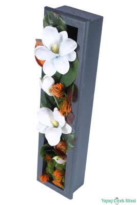 Ahşap Çerçeveli Yapay Çiçek Duvar Tablosu 44x11 cm Model 6 - 2