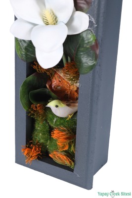 Ahşap Çerçeveli Yapay Çiçek Duvar Tablosu 44x11 cm Model 6 - 3