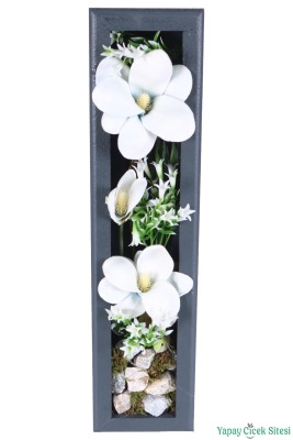 Ahşap Çerçeveli Yapay Çiçek Duvar Tablosu 44x11 cm Model 7 - Yapay Çiçek Sitesi
