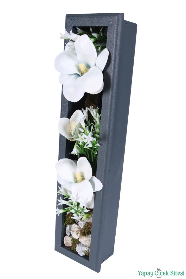 Ahşap Çerçeveli Yapay Çiçek Duvar Tablosu 44x11 cm Model 7 - 2