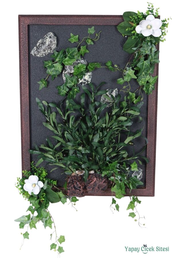 Ahşap Çerçeveli Yapay Çiçek Duvar Tablosu 60x80 cm Model 2 - 1