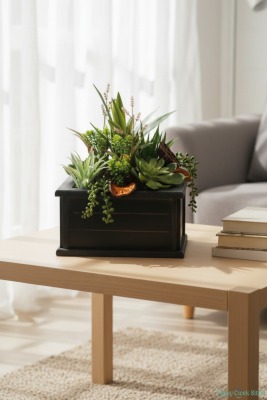 Ahşap Saksıda Dekoratif Masa Çiçeği Model 1 - 4