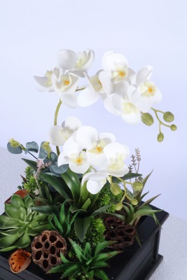 Ahşap Saksıda Dekoratif Masa Çiçeği Model 2 - 3