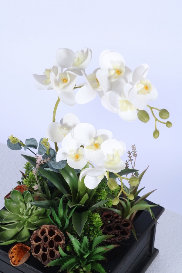 Ahşap Saksıda Dekoratif Masa Çiçeği Model 2 - 3