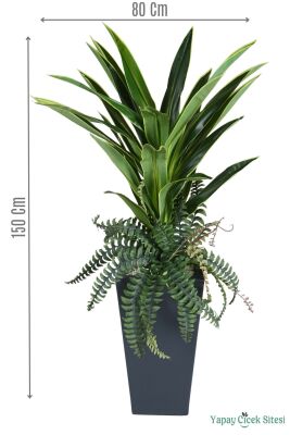 Ahşap Saksıda Yapay Dracaena Ağacı 150 cm - Yapay Çiçek Sitesi