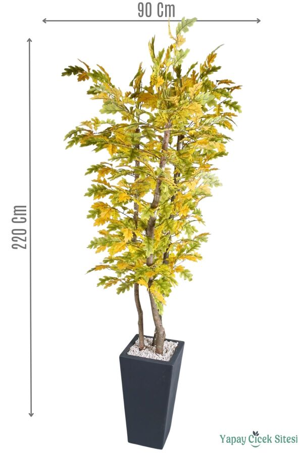 Ahşap Saksıda Yapay Meşe Ağacı 220 cm - 1