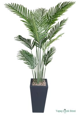 Ahşap Saksıda Yapay Areka Palmiye Ağacı 210 cm - 4
