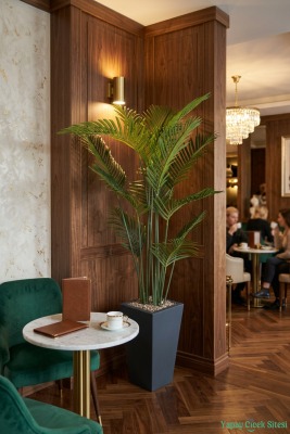 Ahşap Saksıda Yapay Areka Palmiye Ağacı 210 cm - 5