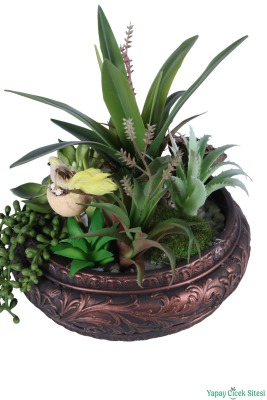 Beton Dekoratif Saksıda Bitkili Aranjman Model 1 - 2