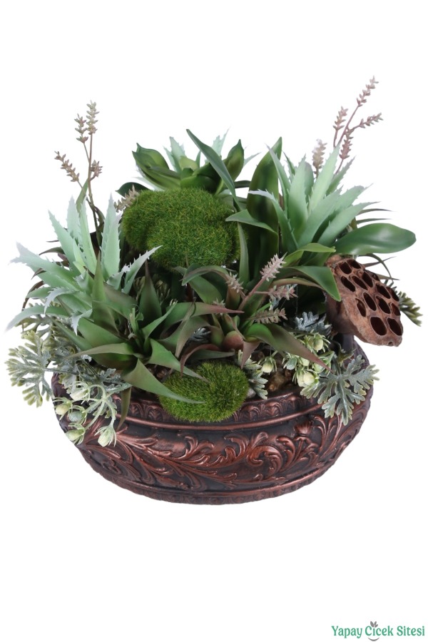 Beton Dekoratif Saksıda Bitkili Aranjman Model 2 - 2