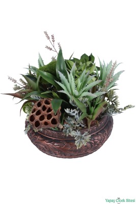 Beton Dekoratif Saksıda Bitkili Aranjman Model 2 - 3