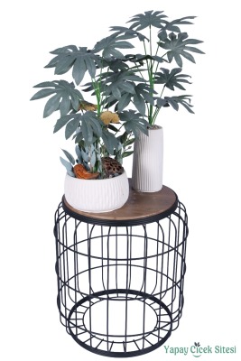 Yapay Çiçek Sitesi Beton Saksıda Yapay Çiçek 2li Set Model 2 - 2