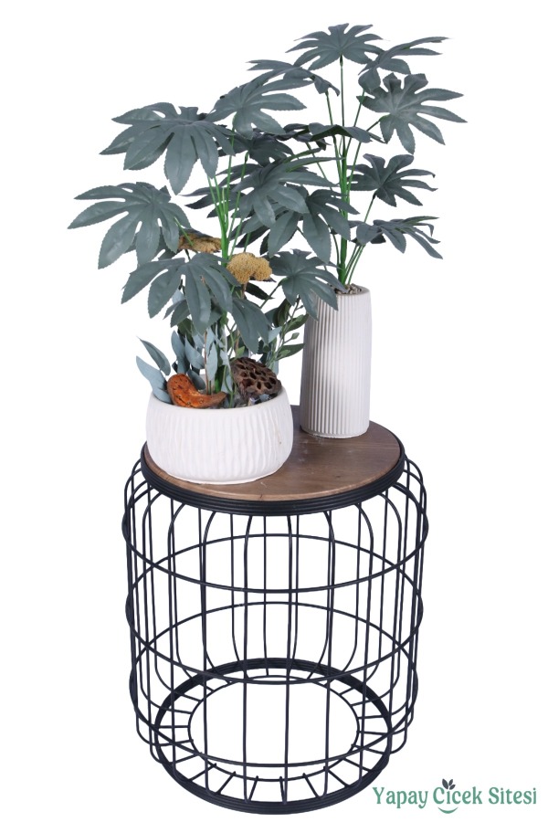 Yapay Çiçek Sitesi Beton Saksıda Yapay Çiçek 2li Set Model 2 - 2