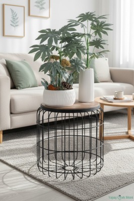 Yapay Çiçek Sitesi Beton Saksıda Yapay Çiçek 2li Set Model 2 - 3