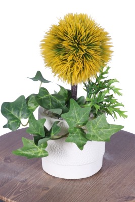 Beton Saksıda Yapay Kirpi Tanzimi 30 Cm Sarı - 1