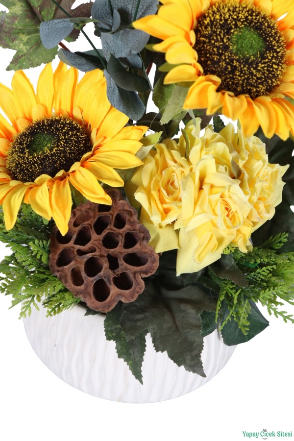 Beton Saksıda Yapay Çiçekli Tanzimler Model 21 - 2