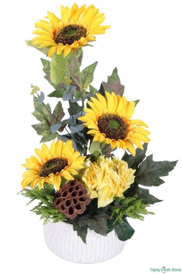 Beton Saksıda Yapay Çiçekli Tanzimler Model 21 - 3