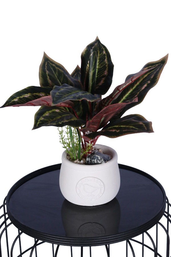 Beton Saksıda Yapay Dua Çiçeği 35 cm - 1