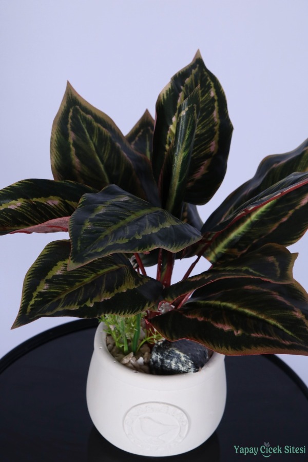 Beton Saksıda Yapay Dua Çiçeği 35 cm - 4