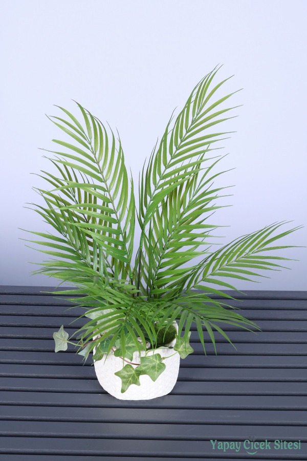 Beton Saksıda Yapay Sıkas Bitkisi 55 Cm - 1
