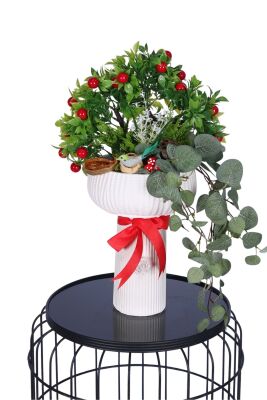 Beton Vazoda Yapay Egzotik Bitki Aranjmanı - Yapay Çiçek Sitesi