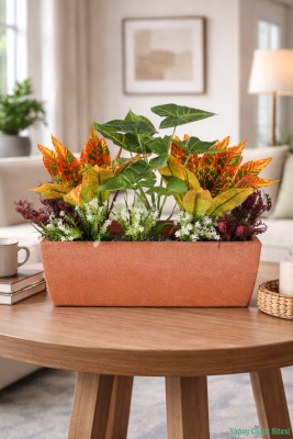 Bohem Saksıda Yapay Botanik Bahçe Model 2 - Yapay Çiçek Sitesi